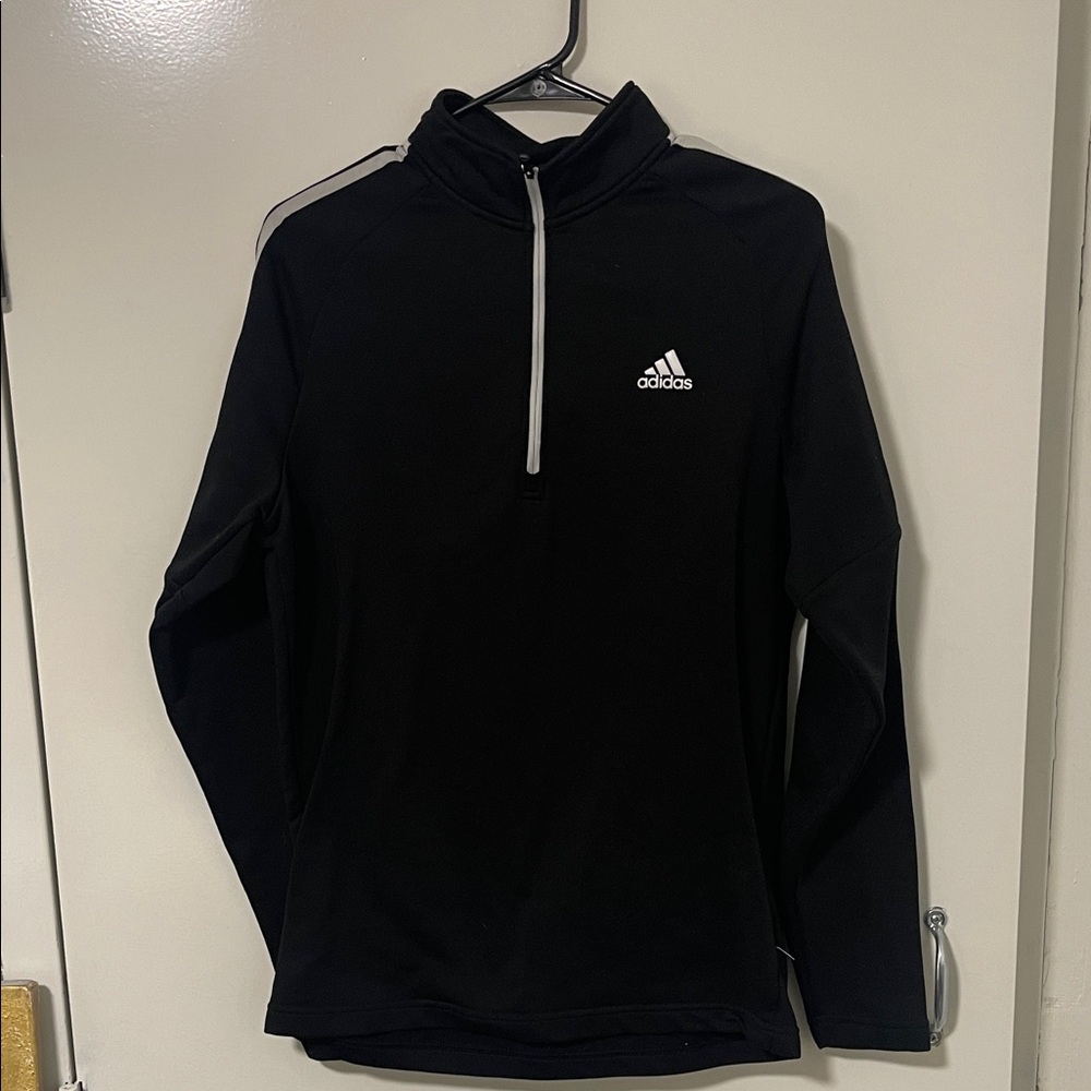 Adidas Black and White Quarter-Zip Top